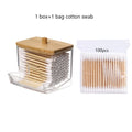 Bamboo Lid Cotton Swab Organizer Box